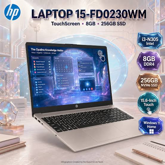 HP Laptop 15-FD0230WM 13th Gen INTEL Core i3 8GB 256GB SSD Touchscreen
